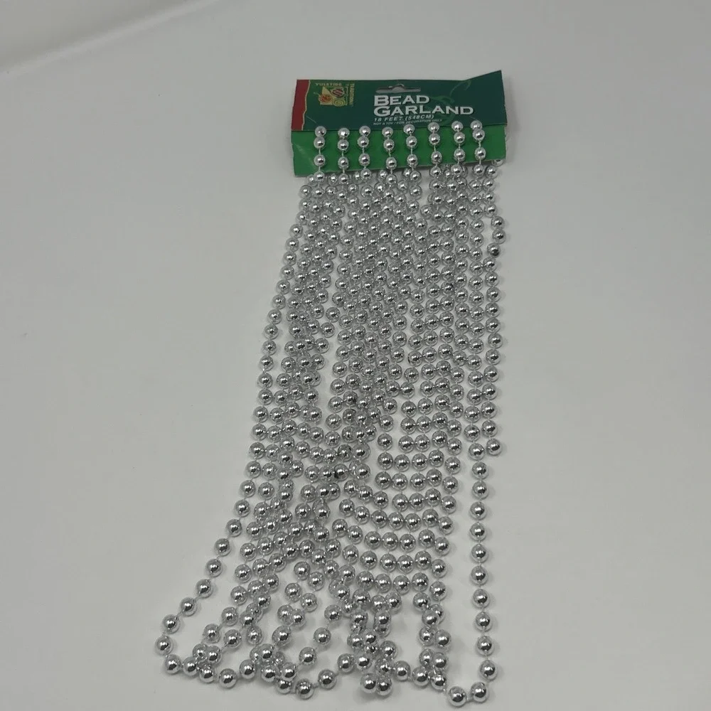 NEW Vintage Yuletide Traditions Silver Bead Garland 18 Feet